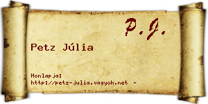 Petz Júlia névjegykártya