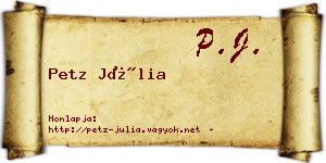 Petz Júlia névjegykártya